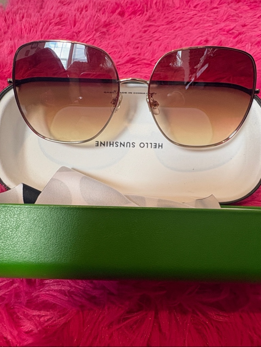 kate spade Gold Frame Sunglasses with Brown Gradient Lenses
